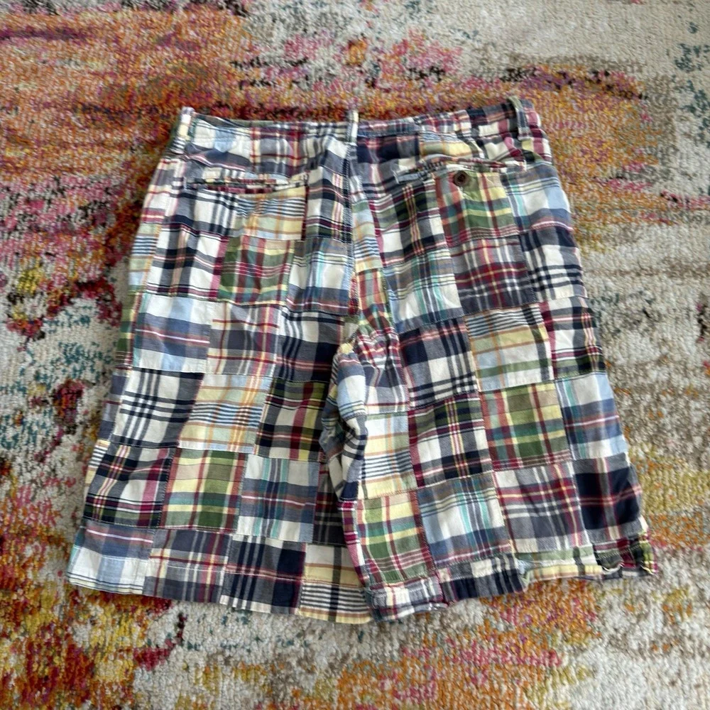 J.Crew Patchwork Plaid Madras Shorts Mens Size 30W Multicolor Preppy Y2K
